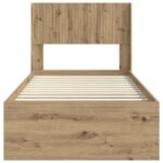 vidaXL Posteľový rám s úložným priestorom a čelom Dub artisan – Obrázok 5