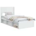 vidaXL Posteľový rám s úložným priestorom a čelom Biela 75 x 190 cm – Obrázok 2