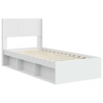 vidaXL Posteľový rám s úložným priestorom a čelom Biela 75 x 190 cm – Obrázok 4