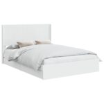 vidaXL Posteľový rám s úložným priestorom a čelom Biela 150 x 200 cm – Obrázok 2