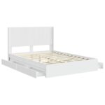 vidaXL Posteľový rám s úložným priestorom a čelom Biela 150 x 200 cm – Obrázok 5
