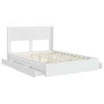 vidaXL Posteľový rám s úložným priestorom a čelom Biela 140 x 200 cm – Obrázok 5