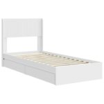 vidaXL Posteľový rám s úložným priestorom a čelom Biela 90 x 200 cm – Obrázok 4