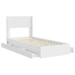 vidaXL Posteľový rám s úložným priestorom a čelom Biela 90 x 200 cm – Obrázok 5