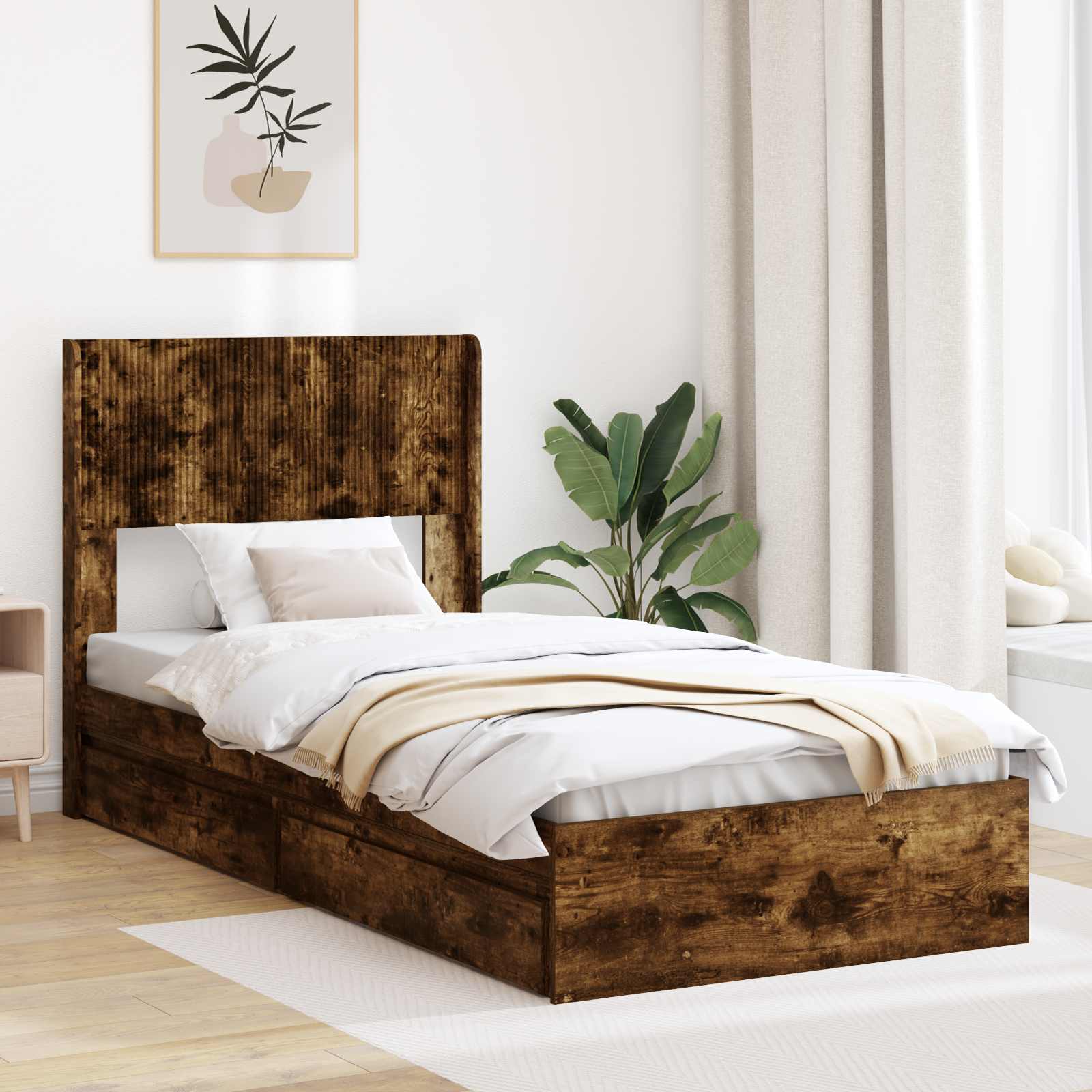 3414417_1.jpg vidaXL Posteľový rám s úložným priestorom a čelom 3 pcs – Obrázok 1