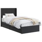 vidaXL Posteľový rám s úložným priestorom a čelom Čierna 90 x 190 cm – Obrázok 2