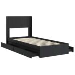 vidaXL Posteľový rám s úložným priestorom a čelom Čierna 90 x 190 cm – Obrázok 5