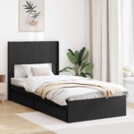 vidaXL Posteľový rám s úložným priestorom a čelom Čierna 75 x 190 cm