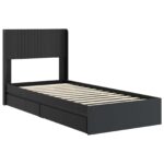 vidaXL Posteľový rám s úložným priestorom a čelom Čierna 75 x 190 cm – Obrázok 4