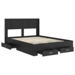 vidaXL Posteľový rám s úložným priestorom a čelom Čierna 135 x 190 cm – Obrázok 5