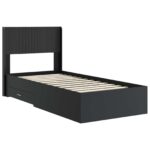 vidaXL Posteľový rám s úložným priestorom a čelom Čierna 75 x 190 cm – Obrázok 4