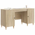 vidaXL Stôl s poličkou Sonoma 142,5 x 50 x 75 cm Kompozitné drevo – Obrázok 2