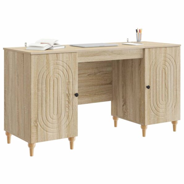 vidaXL Stôl s poličkou Sonoma 142,5 x 50 x 75 cm Kompozitné drevo – Obrázok 2