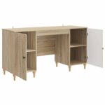 vidaXL Stôl s poličkou Sonoma 142,5 x 50 x 75 cm Kompozitné drevo – Obrázok 3