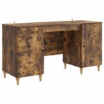 vidaXL Stôl s poličkou Dymový dub 142,5 x 50 x 75 cm Kompozitné drevo