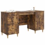 vidaXL Stôl s poličkou Dymový dub 142,5 x 50 x 75 cm Kompozitné drevo – Obrázok 2