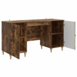 vidaXL Stôl s poličkou Dymový dub 142,5 x 50 x 75 cm Kompozitné drevo – Obrázok 3