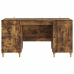 vidaXL Stôl s poličkou Dymový dub 142,5 x 50 x 75 cm Kompozitné drevo – Obrázok 4