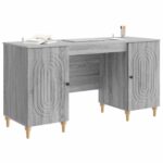 vidaXL Stôl s poličkou Sivá sonoma 142,5 x 50 x 75 cm Kompozitné drevo – Obrázok 2