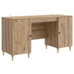 vidaXL Stôl s poličkou Dub artisan 142,5 x 50 x 75 cm Kompozitné drevo