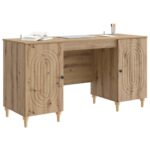 vidaXL Stôl s poličkou Dub artisan 142,5 x 50 x 75 cm Kompozitné drevo – Obrázok 2