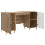 vidaXL Stôl s poličkou Dub artisan 142,5 x 50 x 75 cm Kompozitné drevo – Obrázok 3