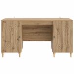 vidaXL Stôl s poličkou Dub artisan 142,5 x 50 x 75 cm Kompozitné drevo – Obrázok 4