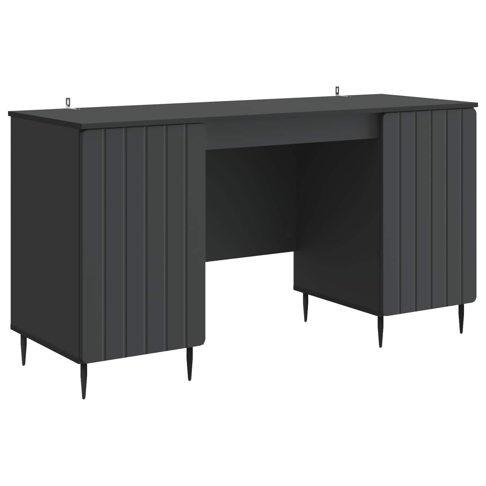3414586_1.jpg vidaXL Stôl s poličkou Čierna 142,5 x 50 x 75 cm Kompozitné drevo – Obrázok 1