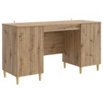 vidaXL Stôl s poličkou Dub artisan 142,5 x 50 x 75 cm Kompozitné drevo