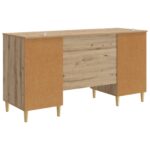vidaXL Stôl s poličkou Dub artisan 142,5 x 50 x 75 cm Kompozitné drevo – Obrázok 6