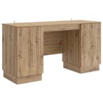 vidaXL Stôl s poličkou Dub artisan 142,5 x 50 x 75 cm Kompozitné drevo
