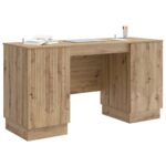 vidaXL Stôl s poličkou Dub artisan 142,5 x 50 x 75 cm Kompozitné drevo – Obrázok 2