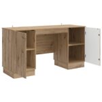 vidaXL Stôl s poličkou Dub artisan 142,5 x 50 x 75 cm Kompozitné drevo – Obrázok 3