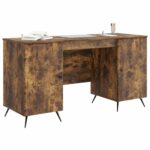 vidaXL Stôl s poličkou Dymový dub 142,5 x 50 x 75 cm Kompozitné drevo – Obrázok 2