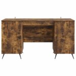 vidaXL Stôl s poličkou Dymový dub 142,5 x 50 x 75 cm Kompozitné drevo – Obrázok 4