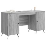 vidaXL Stôl s poličkou Sivá sonoma 142,5 x 50 x 75 cm Kompozitné drevo – Obrázok 2