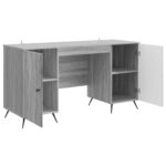 vidaXL Stôl s poličkou Sivá sonoma 142,5 x 50 x 75 cm Kompozitné drevo – Obrázok 3