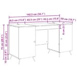 vidaXL Stôl s poličkou Sivá sonoma 142,5 x 50 x 75 cm Kompozitné drevo – Obrázok 8