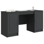 vidaXL Stôl s poličkou Čierna 142,5 x 50 x 75 cm Kompozitné drevo – Obrázok 2