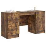 vidaXL Stôl s poličkou Dymový dub 142,5 x 50 x 75 cm Kompozitné drevo – Obrázok 2