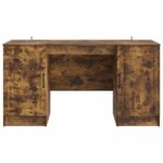 vidaXL Stôl s poličkou Dymový dub 142,5 x 50 x 75 cm Kompozitné drevo – Obrázok 4