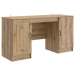 vidaXL Stôl s poličkou Dub artisan 142,5 x 50 x 75 cm Kompozitné drevo