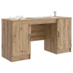 vidaXL Stôl s poličkou Dub artisan 142,5 x 50 x 75 cm Kompozitné drevo – Obrázok 2