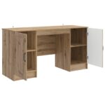 vidaXL Stôl s poličkou Dub artisan 142,5 x 50 x 75 cm Kompozitné drevo – Obrázok 3