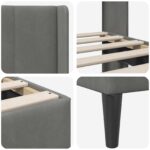 vidaXL Rám postele s čelnou doskou Tmavosivá 90 x 190 cm Zamat – Obrázok 7