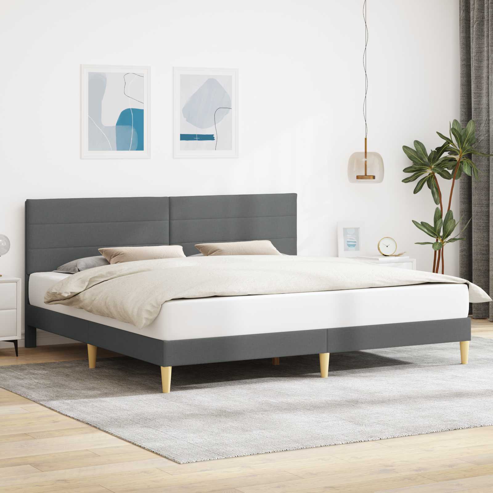 3414673_1.jpg vidaXL Rám postele s čelnou doskou Tmavosivá 180 x 200 cm Látka – Obrázok 1
