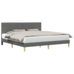 vidaXL Rám postele s čelnou doskou Tmavosivá 180 x 200 cm Látka – Obrázok 2