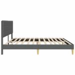 vidaXL Rám postele s čelnou doskou Tmavosivá 180 x 200 cm Látka – Obrázok 5