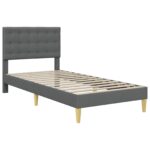 vidaXL Rám postele s čelnou doskou Tmavosivá 90 x 190 cm Látka – Obrázok 3