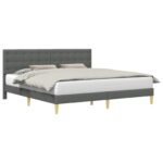 vidaXL Rám postele s čelnou doskou Tmavosivá 180 x 200 cm Látka – Obrázok 2